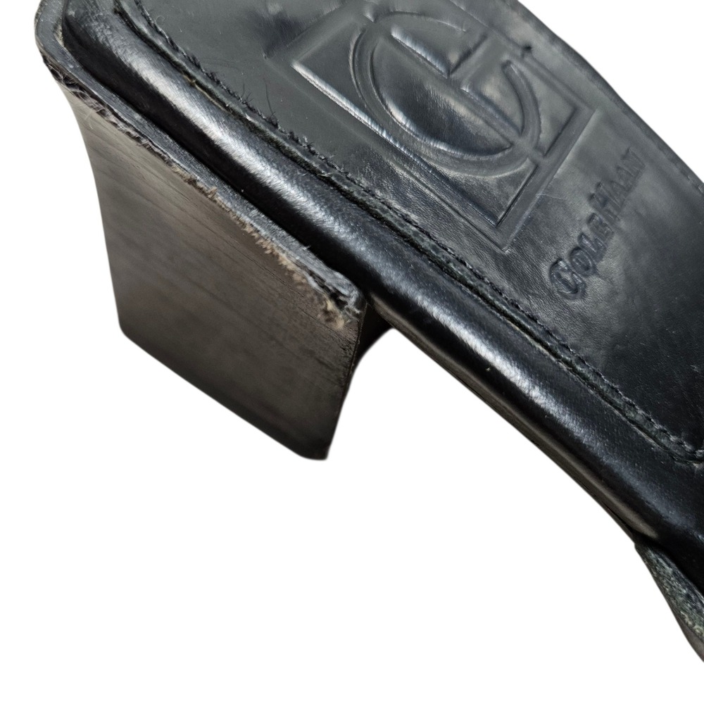 Cole Haan Woven Leather Mules Block Heel Slides Black Size 6B - Picture 6 of 12